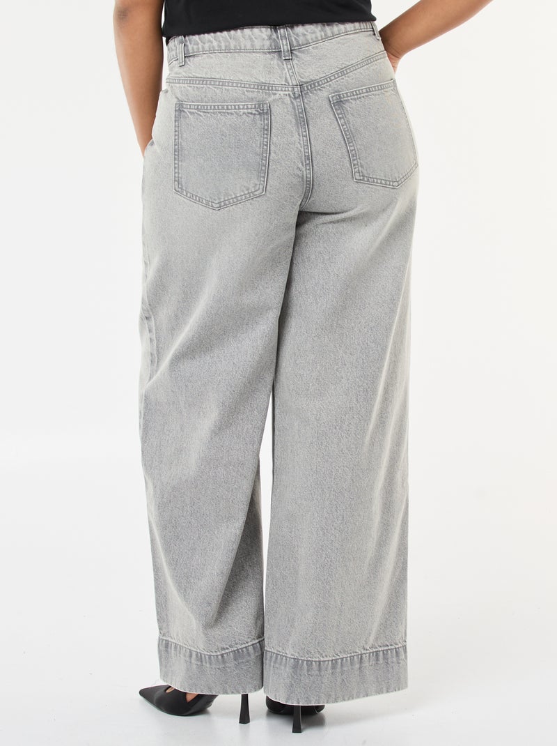 High Waist Wide Leg Jeans mit Bundfalten vorne Grau - Kiabi