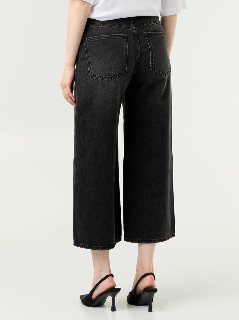 High-Waist Wide-Leg Jeans Noir - Kiabi