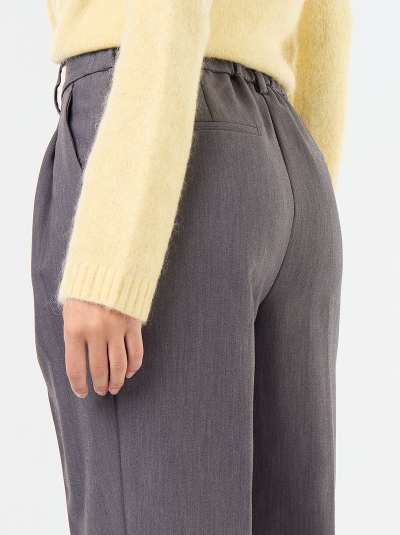 High-waisted carrot fit trousers Grey - Kiabi