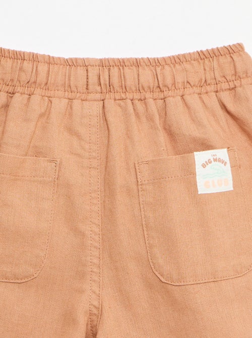 High-waisted cotton and linen pants - Kiabi