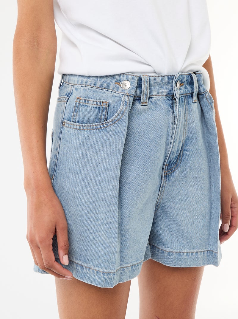 High-Waisted Denim Bermuda Shorts Blue - Kiabi