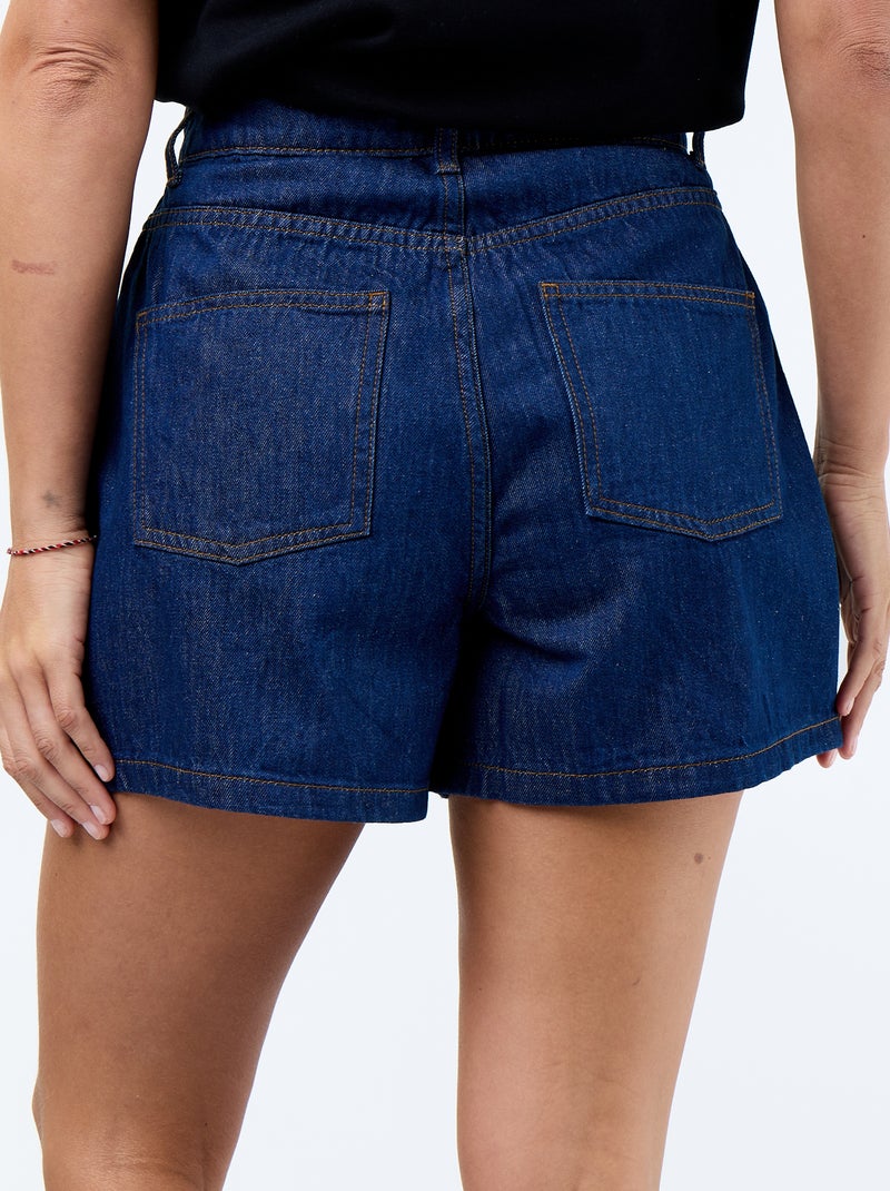 High-waisted denim Bermuda shorts Blue - Kiabi