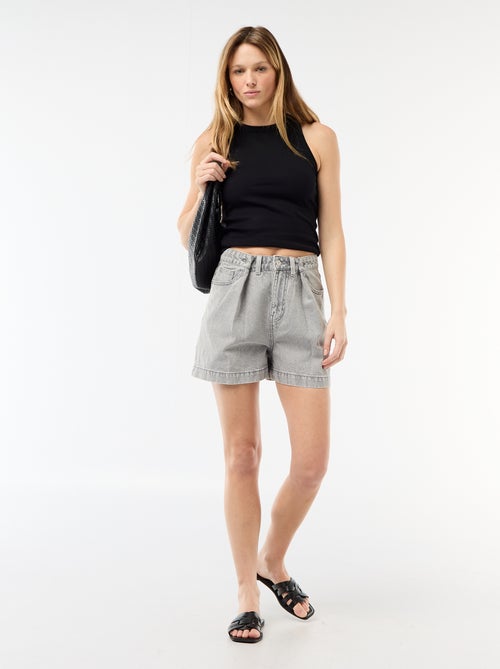 High-Waisted Denim Bermuda Shorts - Kiabi