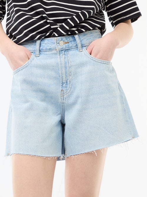 High-Waisted Denim Short Shorts - Kiabi