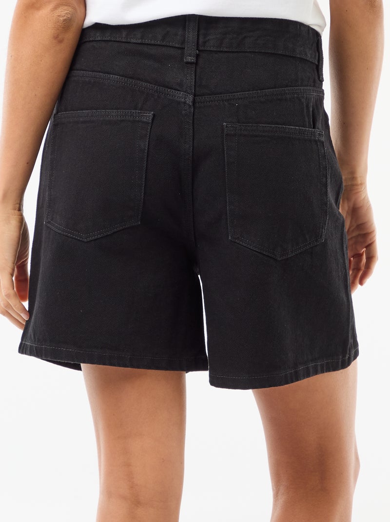 High-Waisted Denim Shorts Black - Kiabi