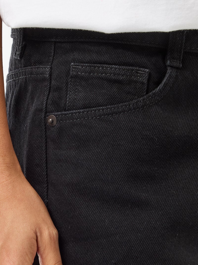 High-Waisted Denim Shorts Black - Kiabi