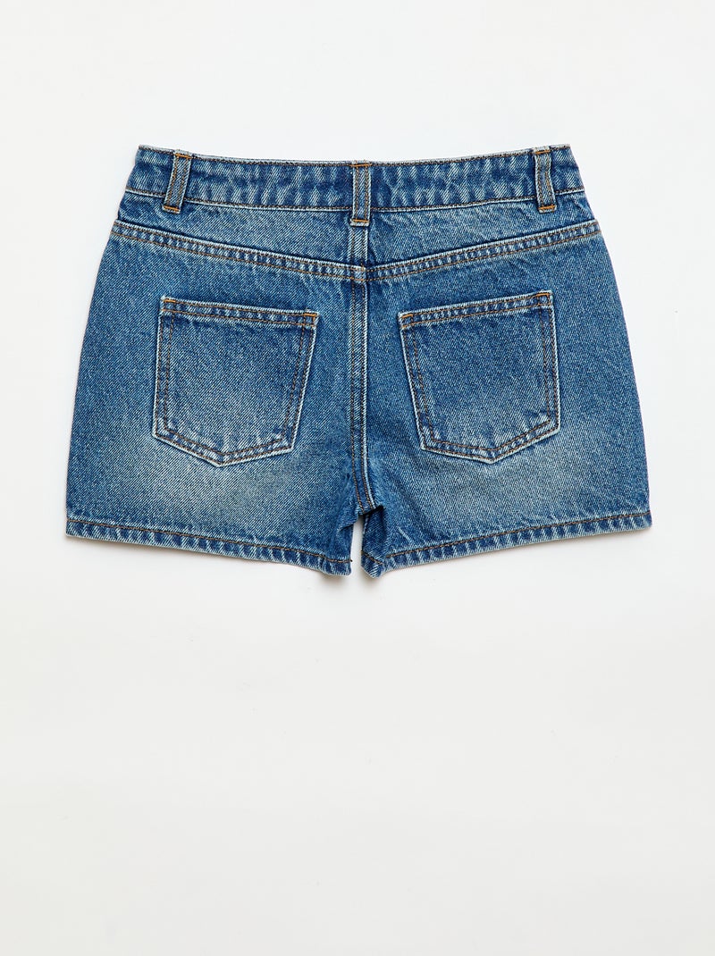 High-waisted denim shorts Blue - Kiabi