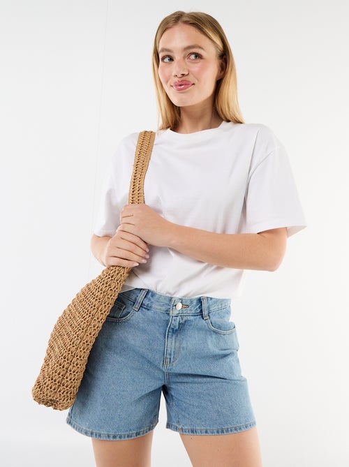 High-Waisted Denim Shorts - Kiabi