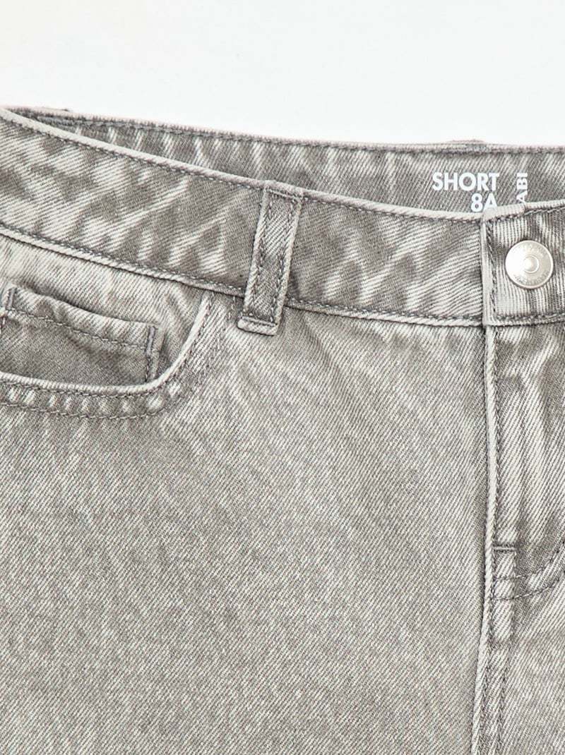 High-waisted denim shorts Grey - Kiabi