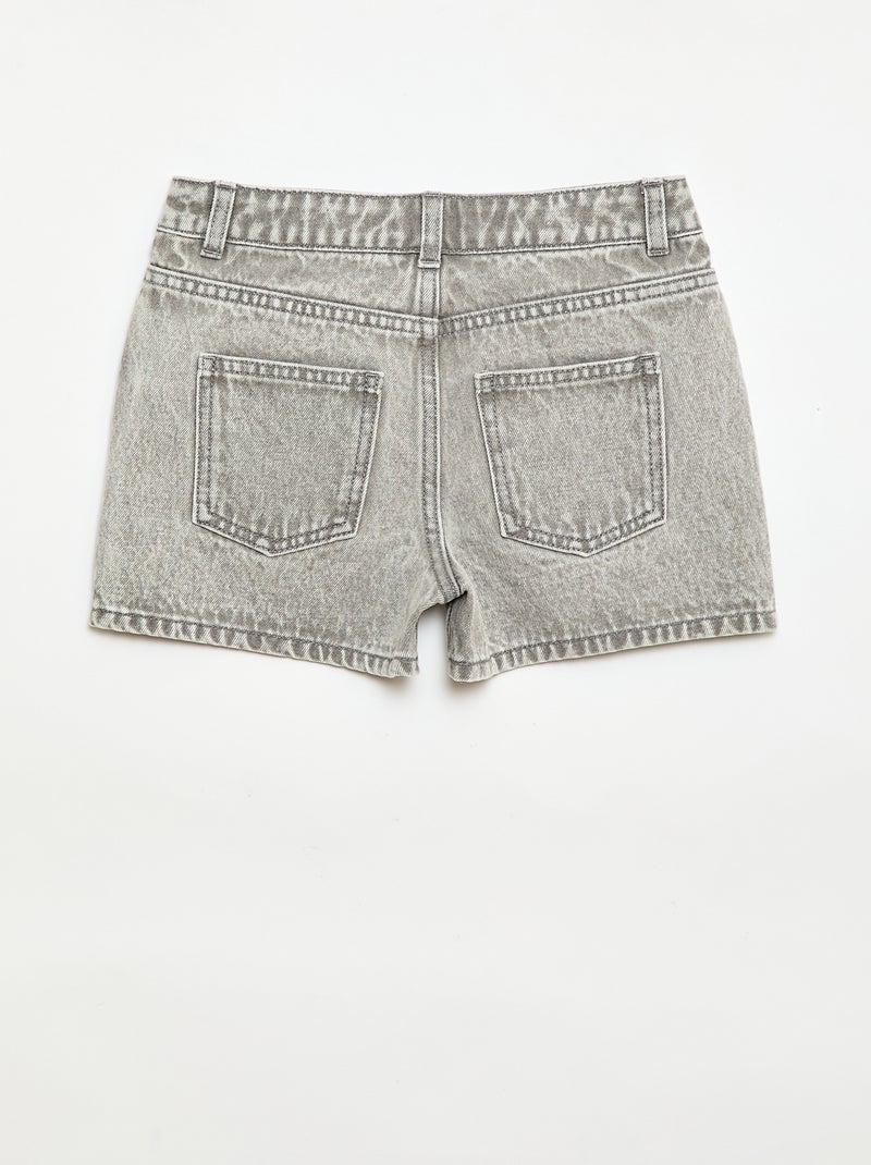 High-waisted denim shorts Grey - Kiabi