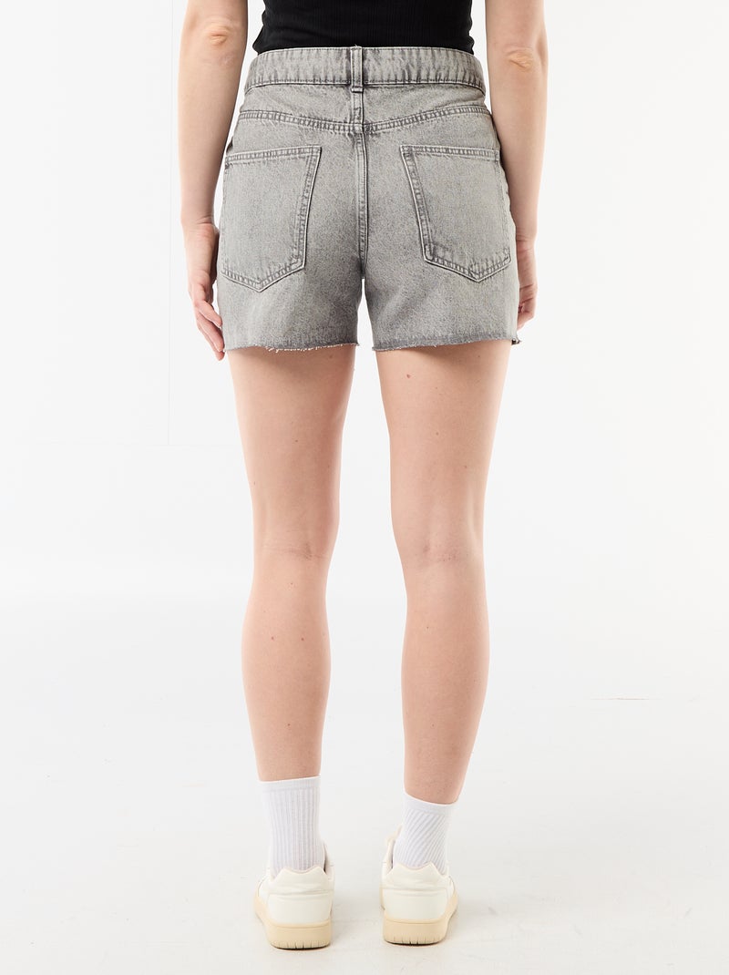 High-Waisted Denim Shorts Grey - Kiabi