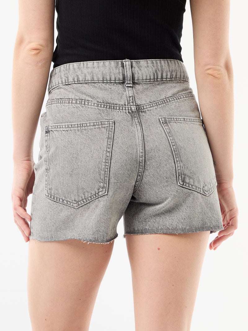 High-Waisted Denim Shorts Grey - Kiabi