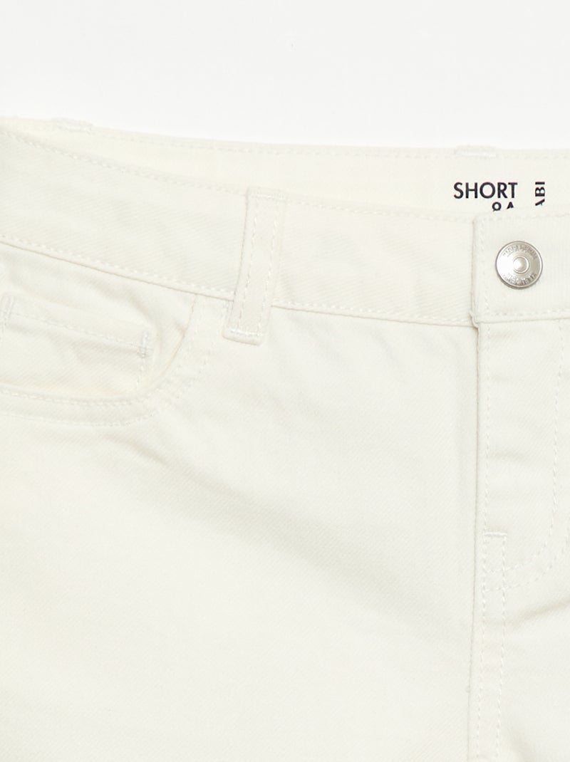 High-waisted denim shorts White - Kiabi