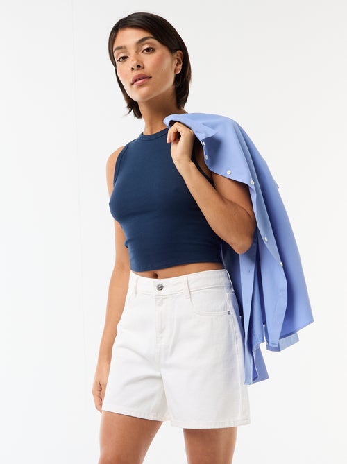 High-Waisted Denim Shorts - Kiabi