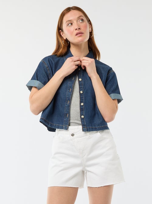High-Waisted Denim Shorts - Kiabi