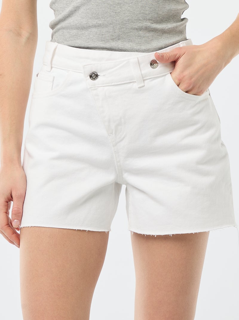 High-Waisted Denim Shorts White - Kiabi