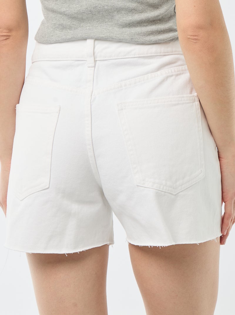 High-Waisted Denim Shorts White - Kiabi