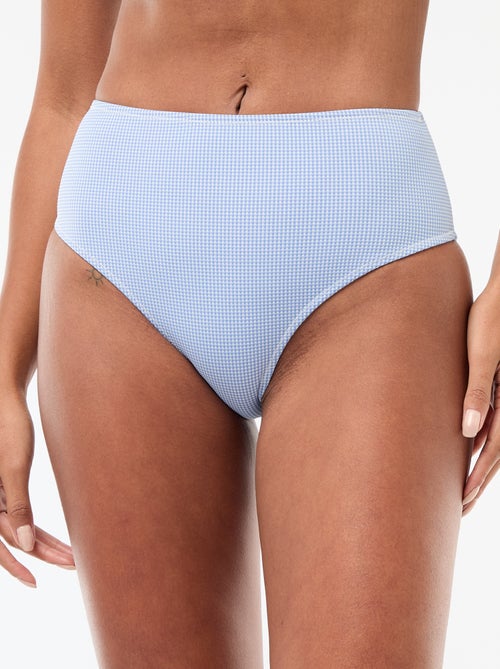 High-Waisted Gingham Print Swim Briefs - Kiabi