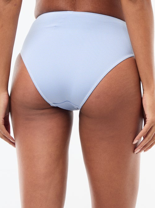 High-Waisted Gingham Print Swim Briefs - Kiabi