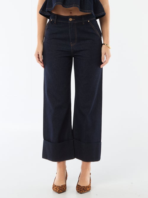 High-Waisted Jeans with Cuffed Hems - Kiabi