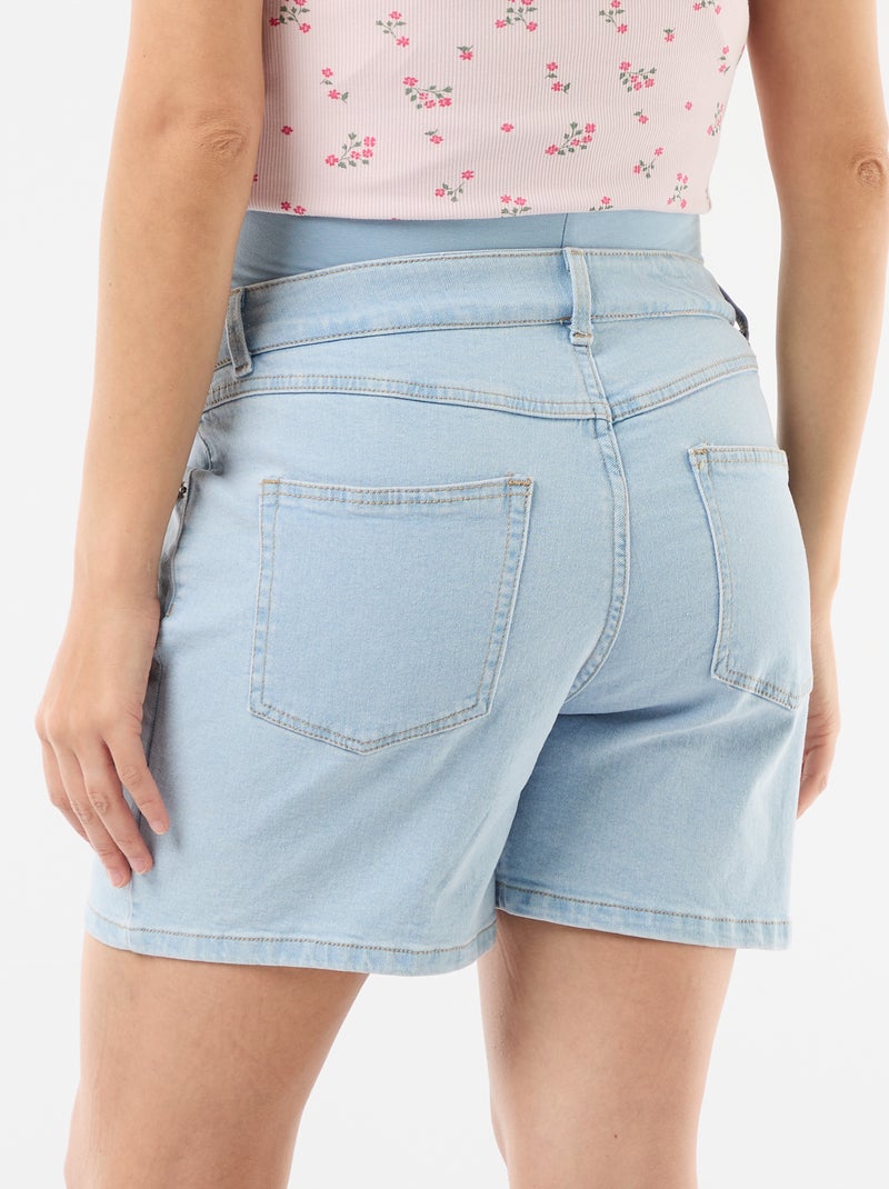 High-waisted maternity denim Bermuda shorts Blue - Kiabi