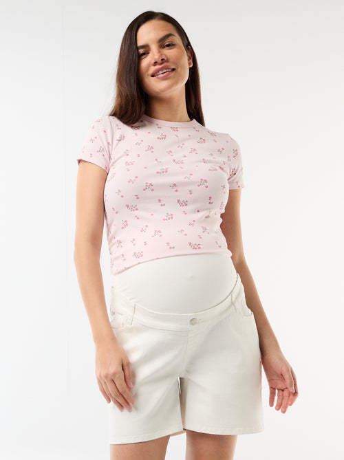 High-waisted maternity denim Bermuda shorts - Kiabi