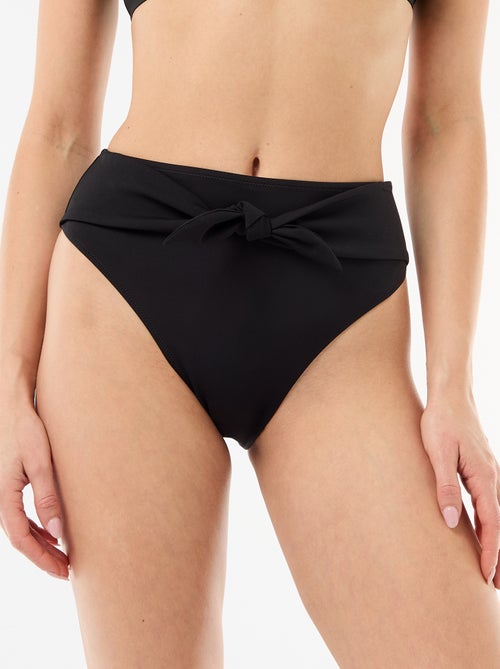 High-Waisted Microfiber Swim Thong - Kiabi