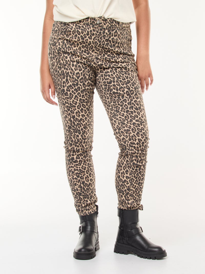 High-Waisted Skinny Trousers Beige - Kiabi