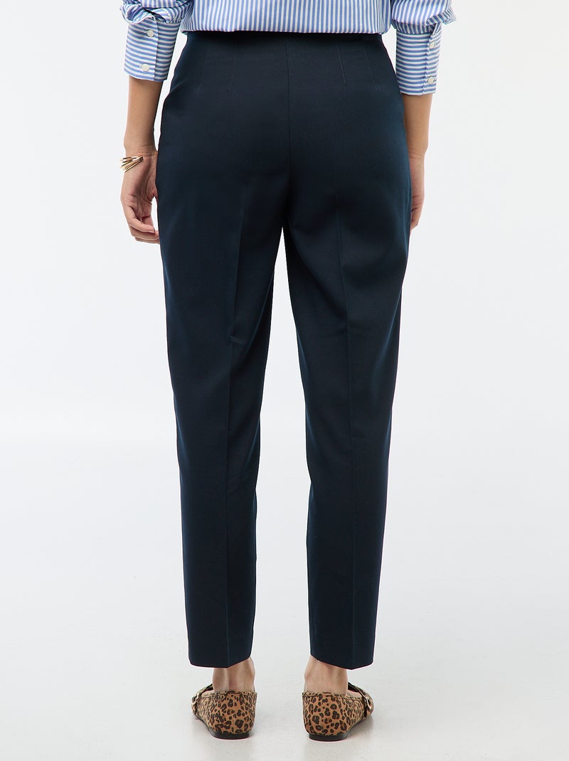 High-Waisted Straight Leg Trousers Blue - Kiabi