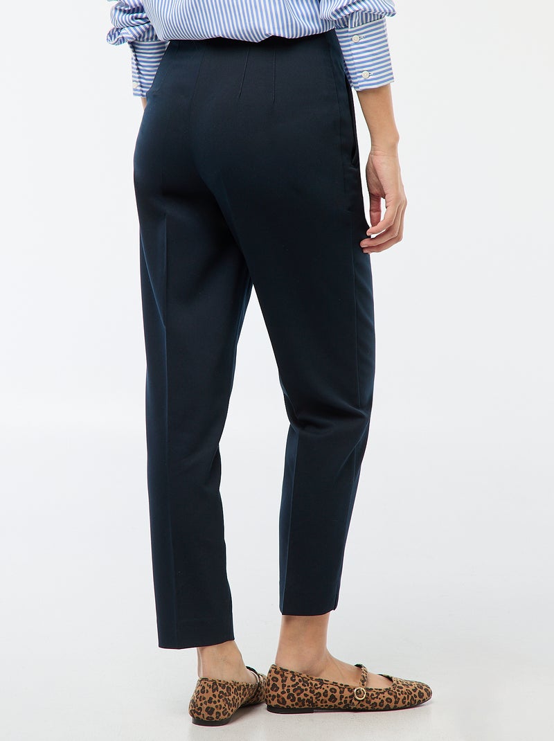 High-Waisted Straight Leg Trousers Blue - Kiabi