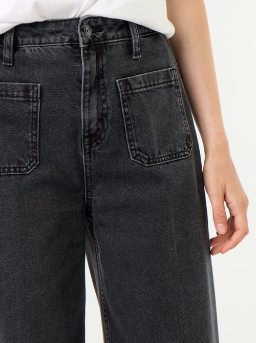 High-waisted wide-leg jeans with patch pockets - Kiabi