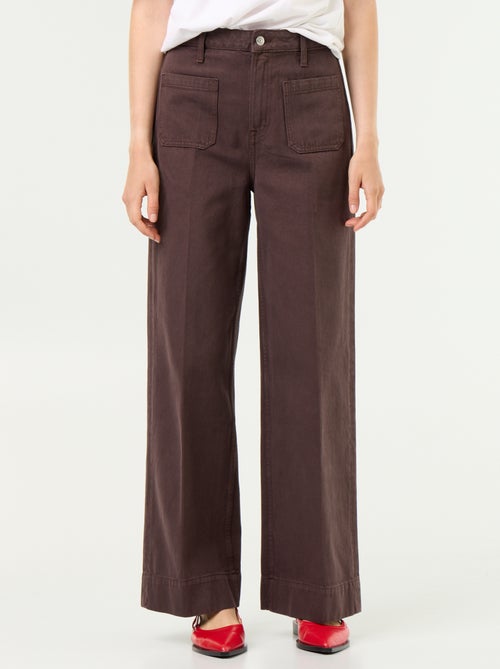 High-waisted wide-leg jeans with patch pockets - Kiabi