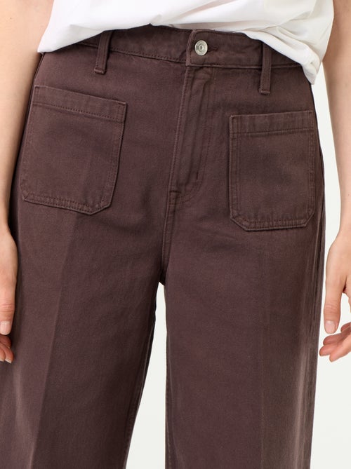 High-waisted wide-leg jeans with patch pockets - Kiabi