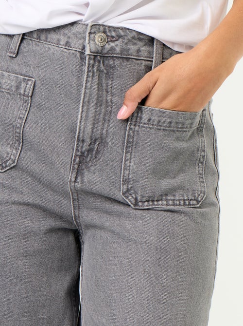 High-waisted wide-leg jeans with patch pockets - Kiabi