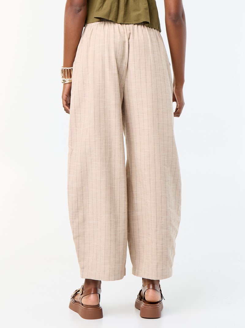 High-waisted wide-leg linen blend pants Beige - Kiabi