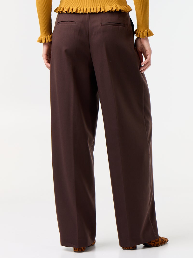 High-Waisted Wide-Leg Pants Brown - Kiabi
