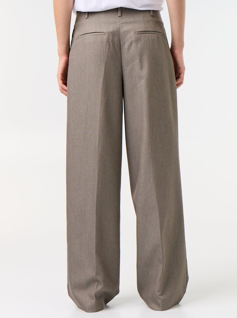 High-Waisted Wide-Leg Pants Khaki - Kiabi