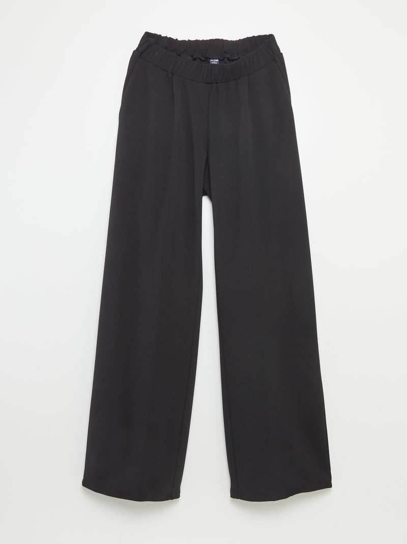 High-Waisted Wide-Leg Trousers - Easy-Dressing Collection BLACK - Kiabi