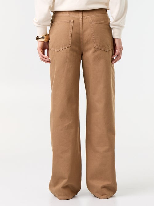 High-waisted wide-leg twill trousers - Kiabi