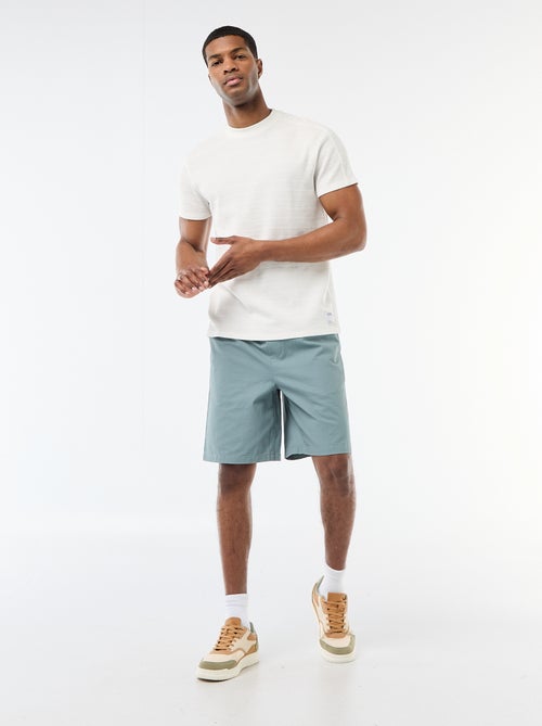 Honeycomb Knit Crew Neck Short Sleeve T-shirt - Kiabi