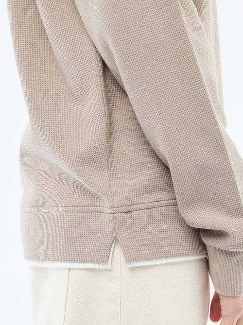 Honeycomb Knit Crew Neck Sweater - Kiabi Honeycomb Knit Crew Neck Sweater - Kiabi