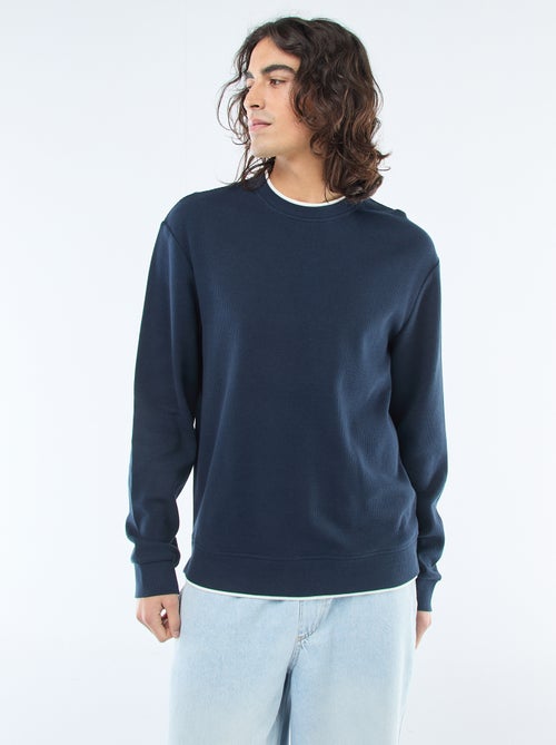 Honeycomb Knit Crew Neck Sweater - Kiabi Honeycomb Knit Crew Neck Sweater - Kiabi