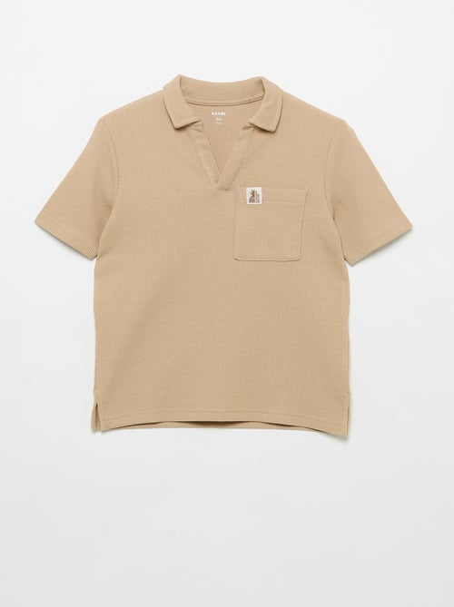 Honeycomb knit polo shirt - Kiabi