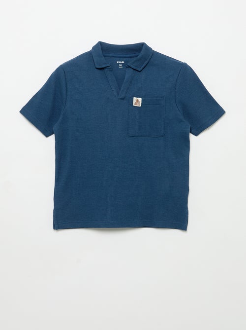Honeycomb knit polo shirt - Kiabi