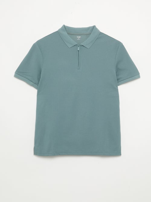Honeycomb Knit Polo with Zip Collar - Kiabi