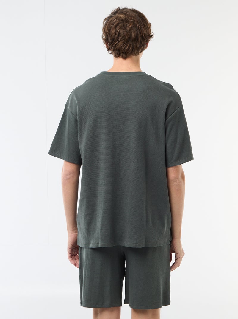Honeycomb Knit Short Pajama Set - 2 Piece Khaki - Kiabi