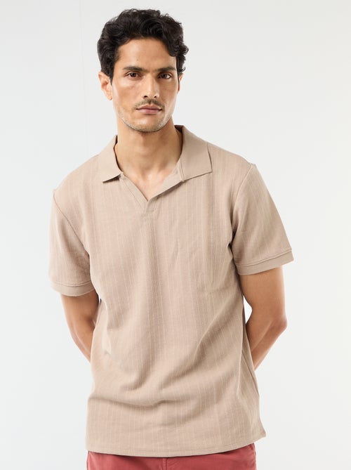 Honeycomb Knit Short-Sleeve Polo Shirt - Kiabi