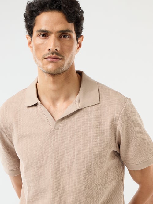 Honeycomb Knit Short-Sleeve Polo Shirt - Kiabi