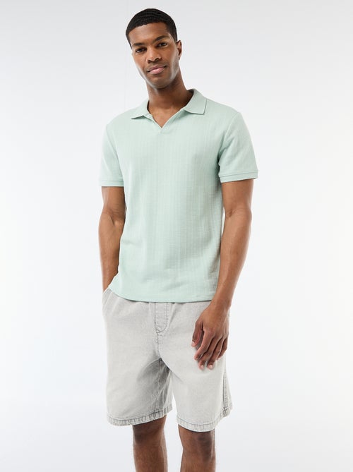 Honeycomb Knit Short-Sleeve Polo Shirt - Kiabi