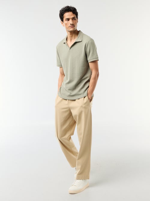 Honeycomb Knit Short-Sleeve Polo Shirt - Kiabi